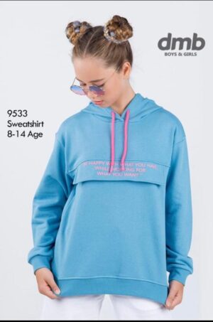 2'İp Kapşonlu Pembe İp Detay Sweatshirt